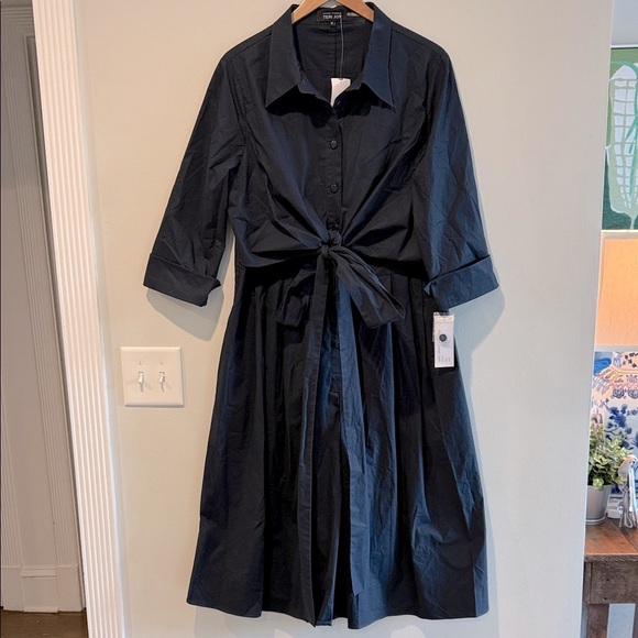 Teri Jon NWT Navy Sleeved Dress Wrap and Tie Classic and Amazing! Size 16 - Picture 3 of 16